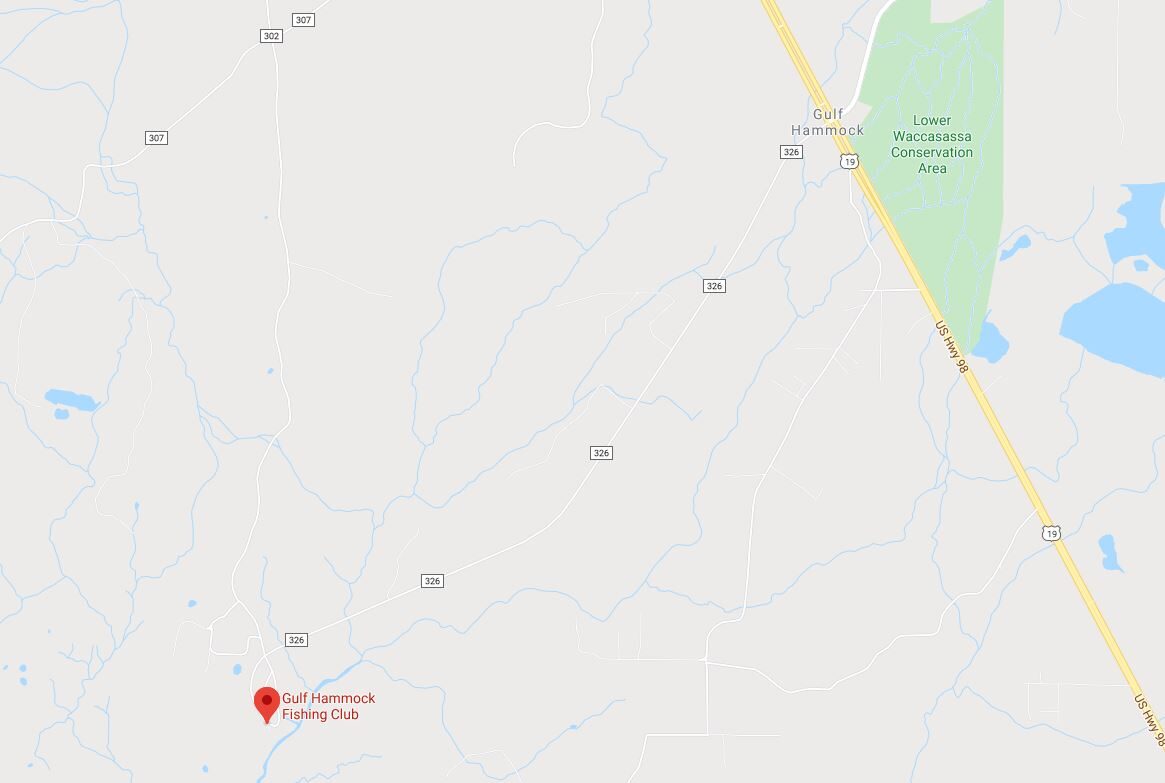 Map of the Gulf Hammock area along Hwy 19/98